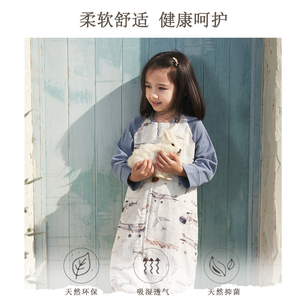 Infant and toddler four- or six-layer bamboo cotton gauze children's sleeping bag, spring and autumn style, anti-kick blanket for older children, all-season baby sleeping bag