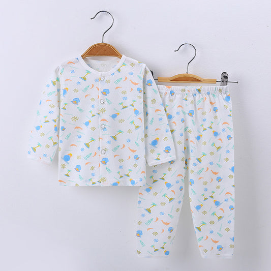 Wholesale EXW Prices Baby Cotton Pajama Set Long Sleeve Lightweight Summer Infant Outfit AC Room Newborn Kids Clothing Supplier