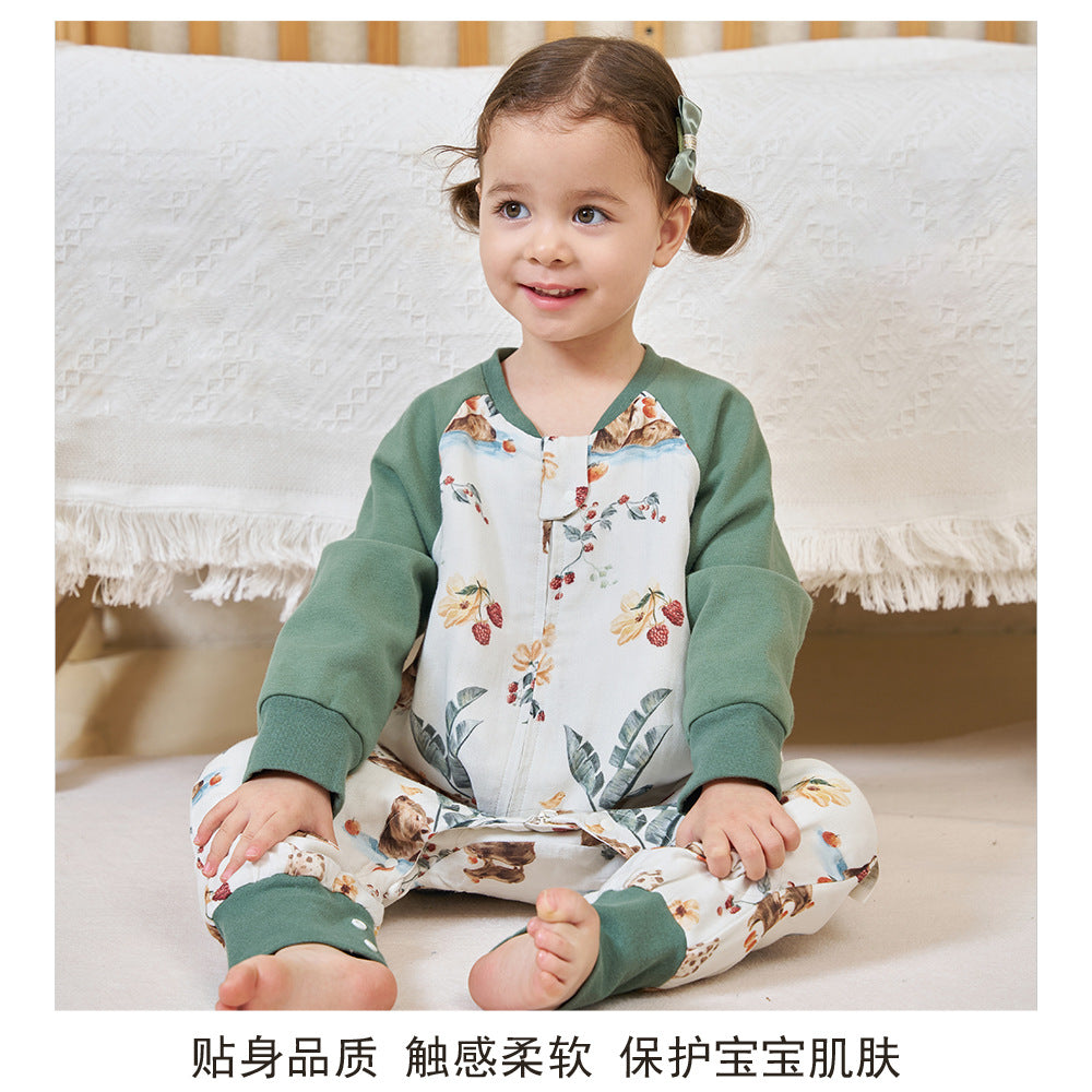 Infant and toddler four- or six-layer bamboo cotton gauze children's sleeping bag, spring and autumn style, anti-kick blanket for older children, all-season baby sleeping bag