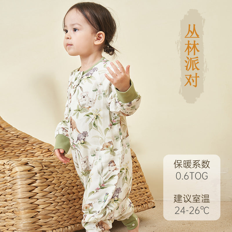 Infant and toddler four- or six-layer bamboo cotton gauze children's sleeping bag, spring and autumn style, anti-kick blanket for older children, all-season baby sleeping bag