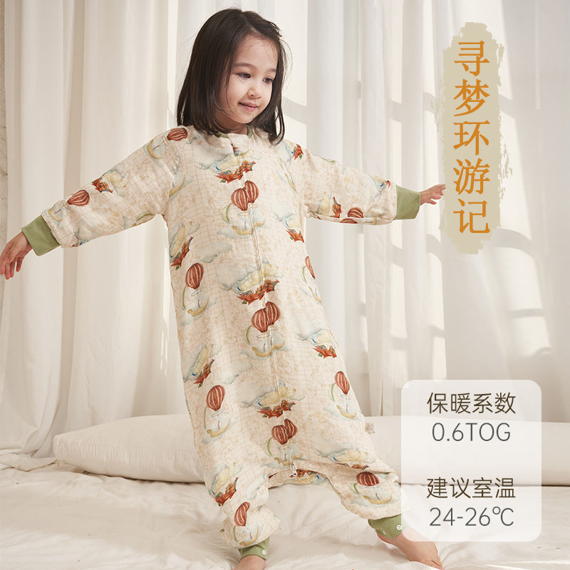 Infant and toddler four- or six-layer bamboo cotton gauze children's sleeping bag, spring and autumn style, anti-kick blanket for older children, all-season baby sleeping bag