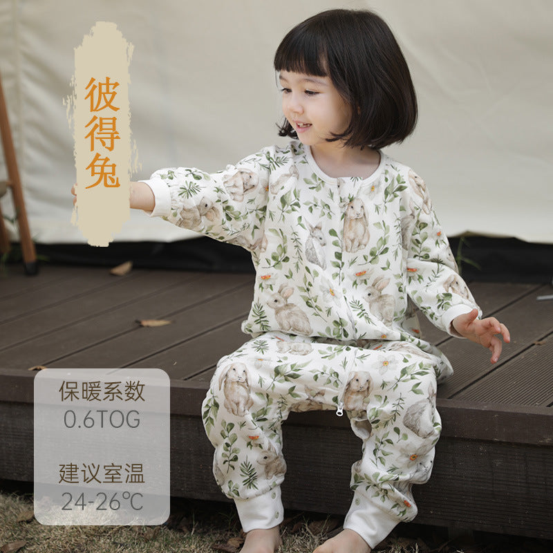 Infant and toddler four- or six-layer bamboo cotton gauze children's sleeping bag, spring and autumn style, anti-kick blanket for older children, all-season baby sleeping bag