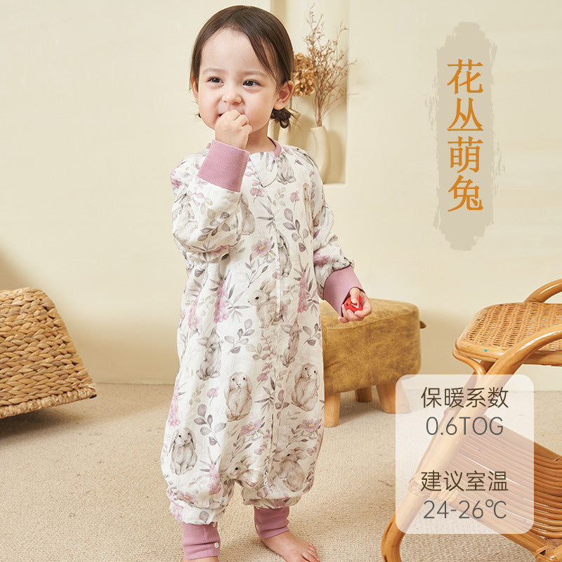 Infant and toddler four- or six-layer bamboo cotton gauze children's sleeping bag, spring and autumn style, anti-kick blanket for older children, all-season baby sleeping bag