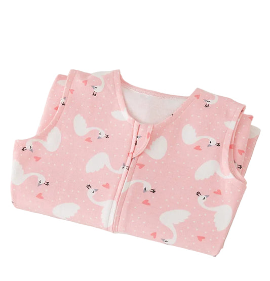 Wholesale summer baby sleep sack in pink white goose pattern, pure cotton A-class, anti startle swaddle for newborn